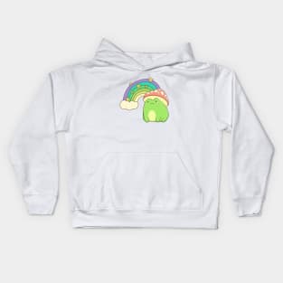 Cottagecore Frog Rainbow With Mushroom Hat Kids Hoodie